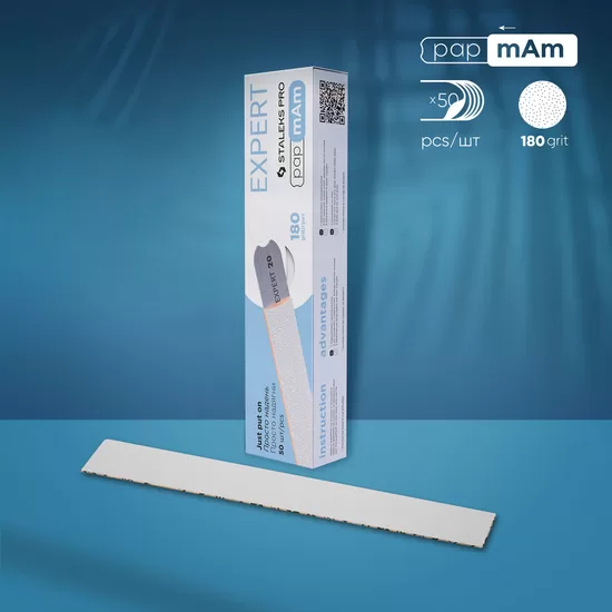 STALEKS PapMam 180 grit maināmie faili taisnai pamatnei ,balts, 50gab, DFCE-22-180W
